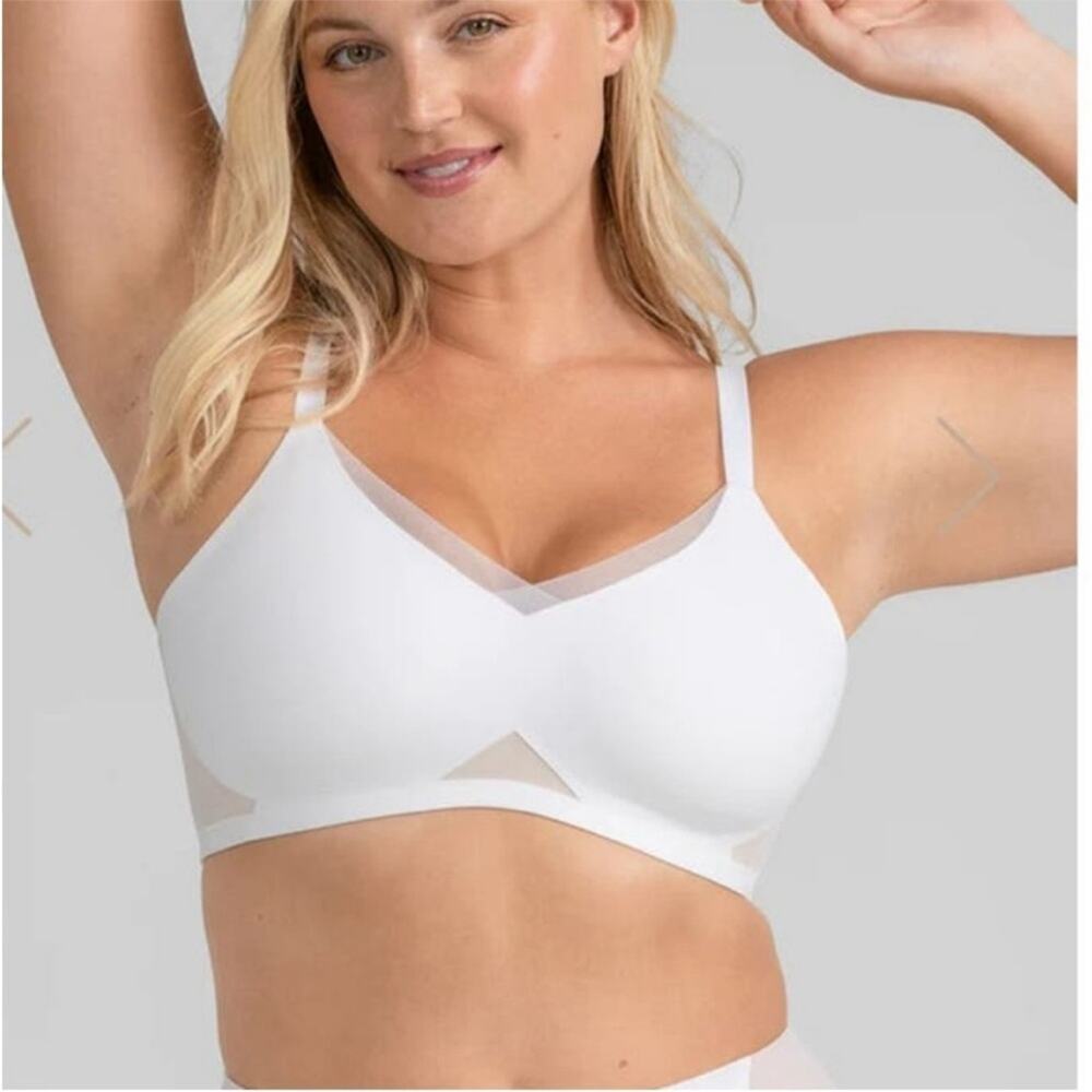Honeylove Wire free cross over bra white nude XL+